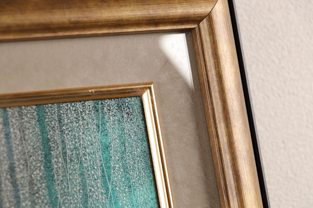 真作】漆芸画 新木光「月夜の詩」輪島市美術展出品 額装 12号 沈金銀