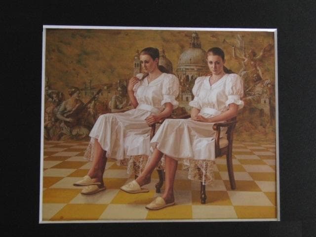 山名將夫、【白いデュエット】、希少な額装用画集より、新品額装付