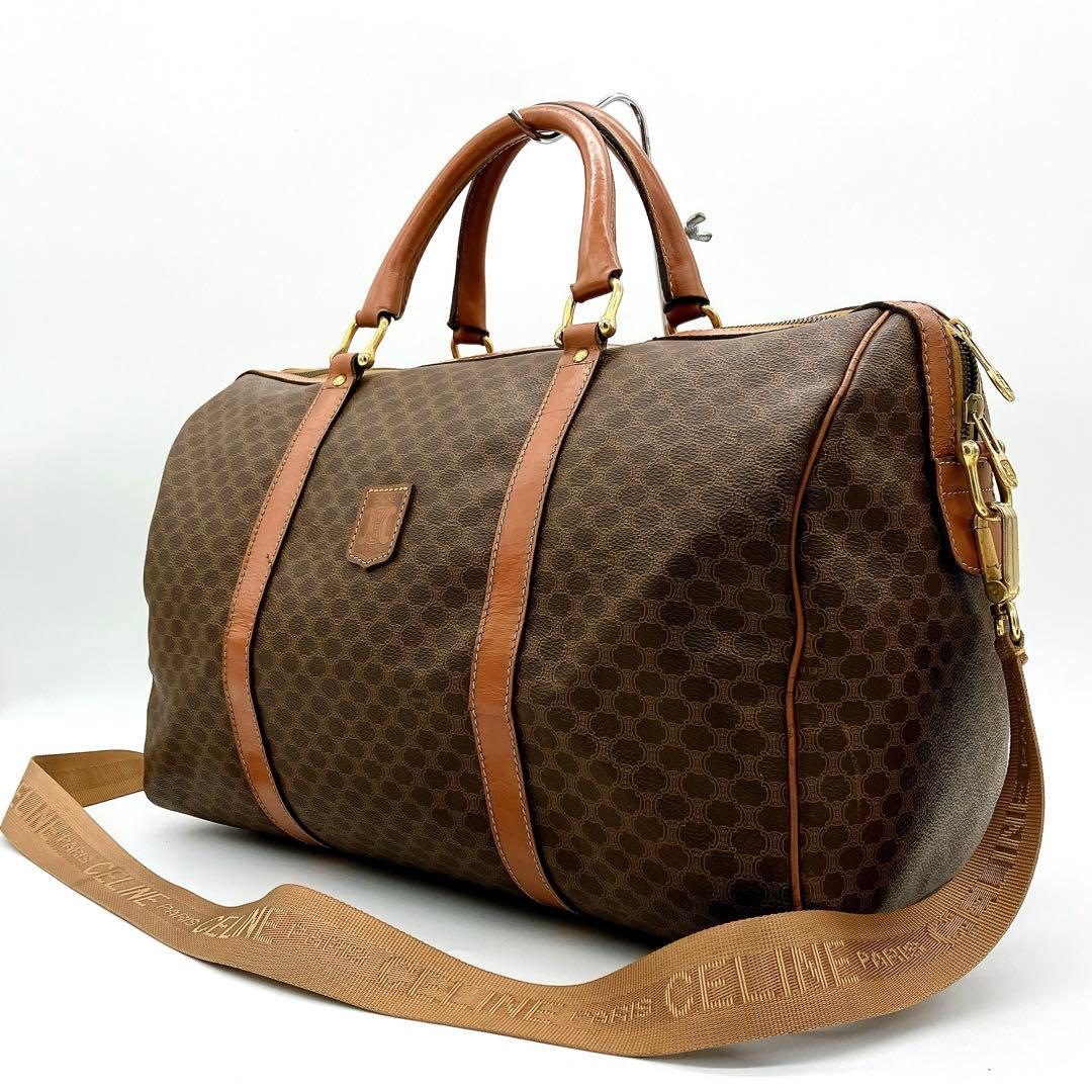 【CELINE】2wayバッグ　ボストンバッグ　マカダム柄　ダークブラウン