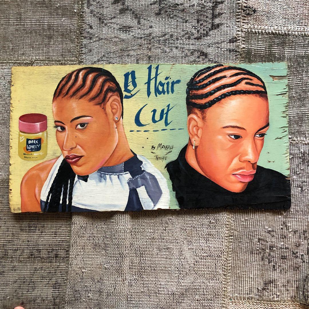 ヴィンテージ　アフリカ　ヘアスタイル　床屋　美容院　看板