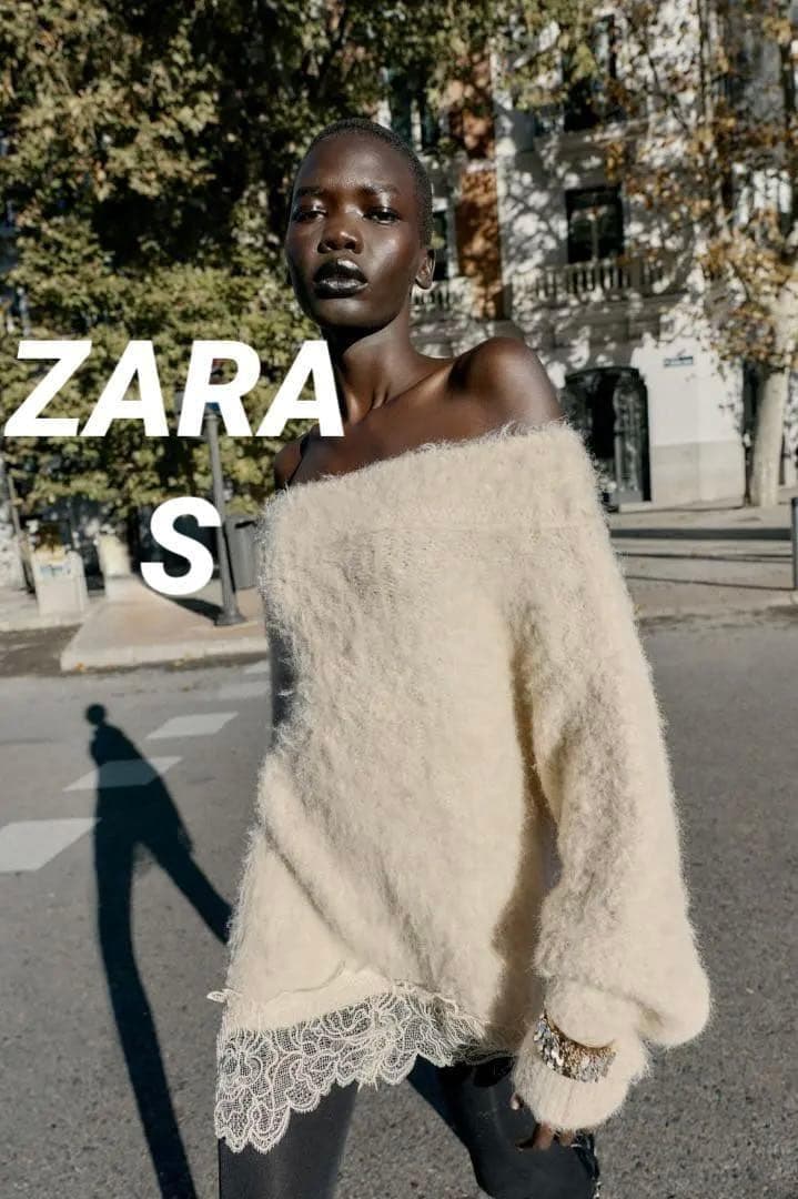 ZARA ザラ レースコンビニットセーター S