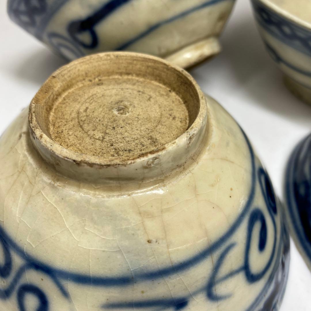 中国清朝時代 青花小鉢4客 口径約12㎝ 東Y7-0403⑥タニト