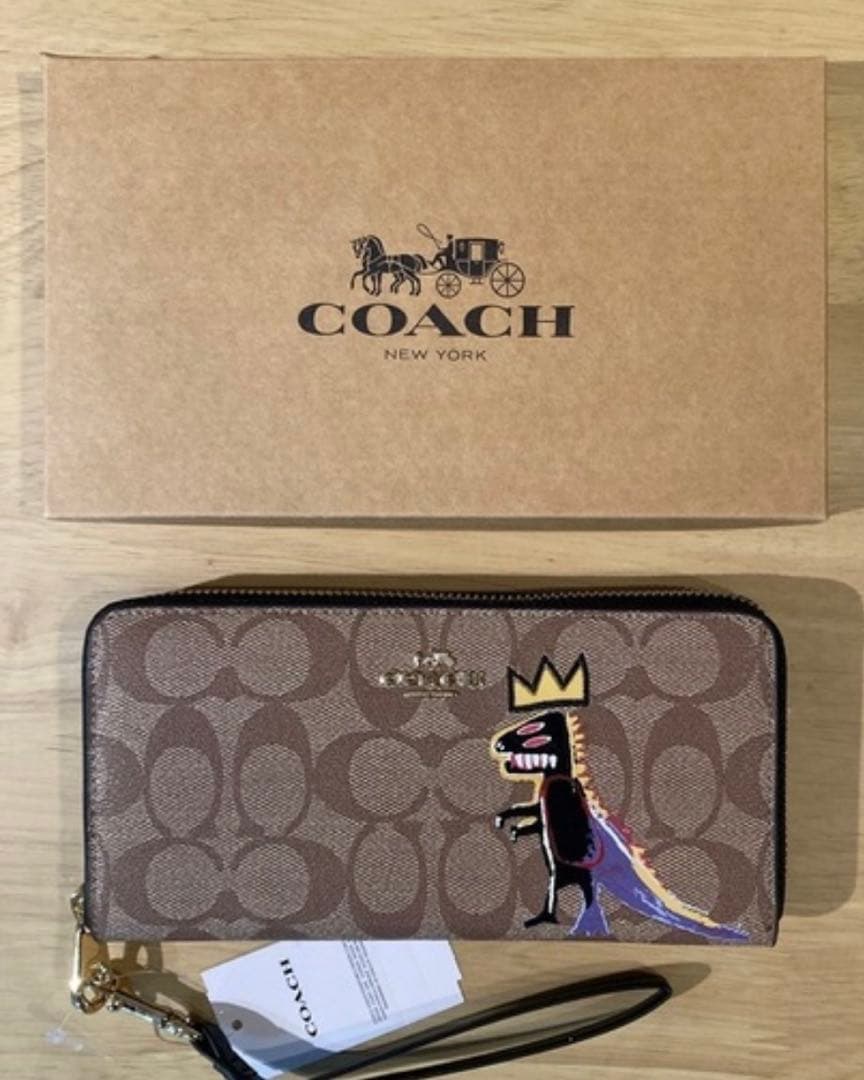 新品未使用　COACH バスキアコラボ　恐竜　長財布　シグネチャー即日発送