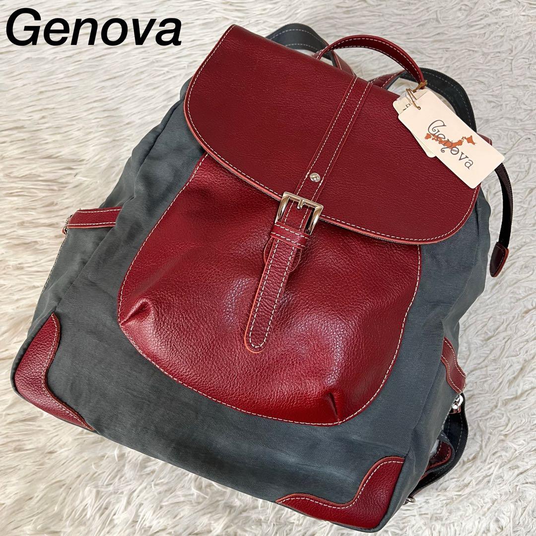 【新品未使用】ジェノヴァ　イマイバッグ　レザー　ナイロン　バックパック　リュック 日本製】[イマイバッグ] GENOVA 牛革リュック 大人 本革 大容量