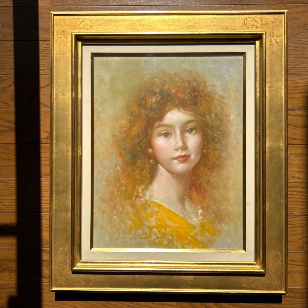 絵画　油彩画　少女　進徹　「黄色いブラウス」 安藤軍治「黄色い服」油絵・F10号 絵画買取・販売の小竹美術