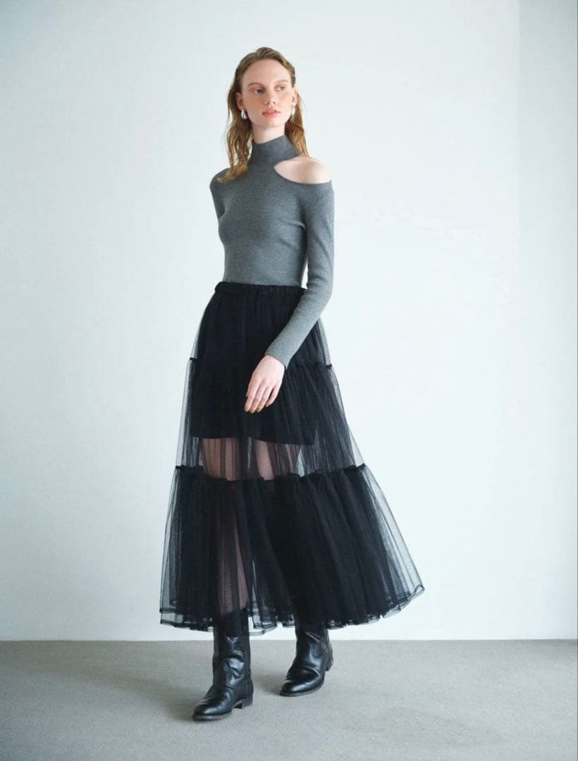 cygne オフショルダーグレートップス