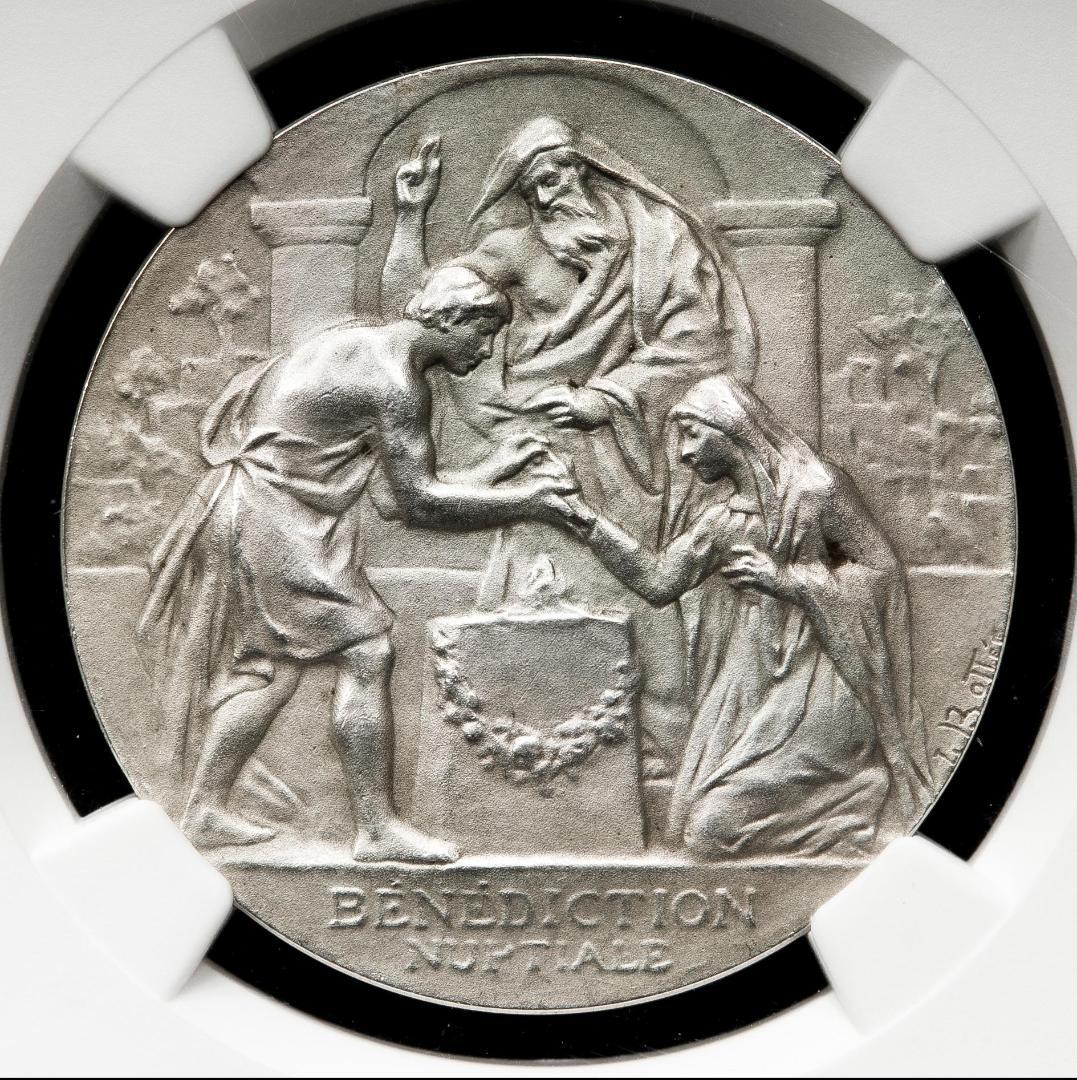 極美品　NGC-MS63　フランス　第三共和政　1909 銀貨