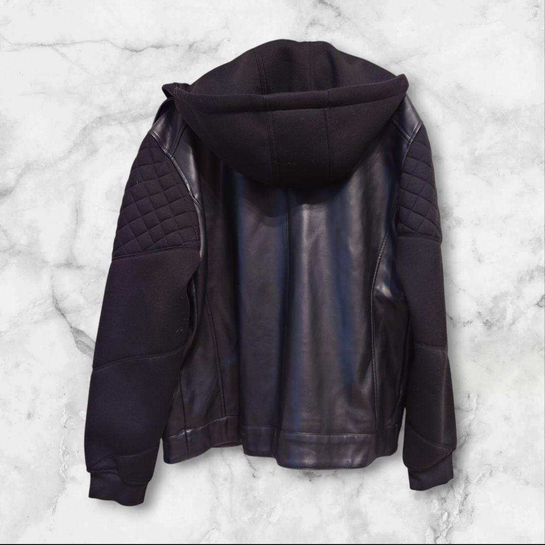 ZARA ダブルライダース パーカー付ブルゾン XL - メルカリ