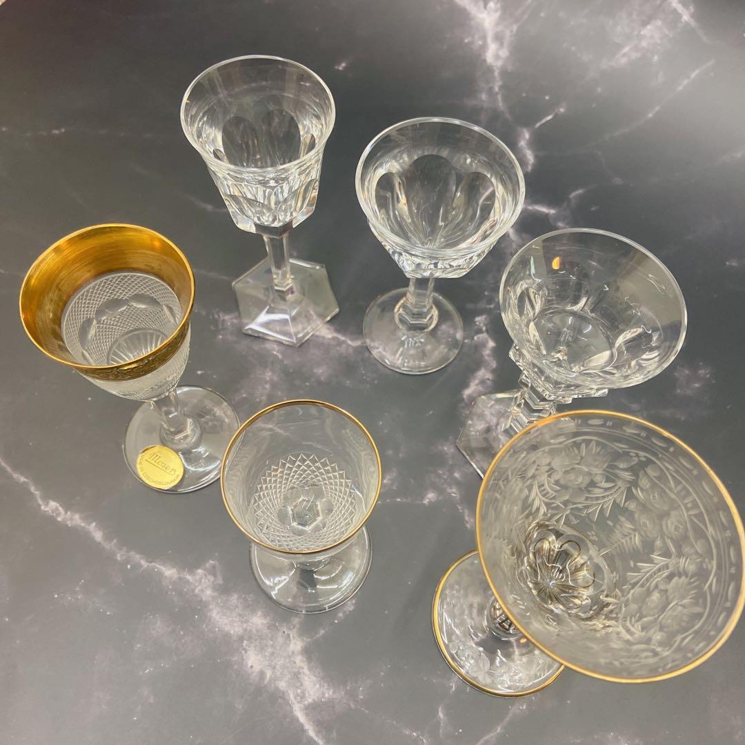 Moser モーゼル クリスタルグラス 6客セット 金彩 カットガラス