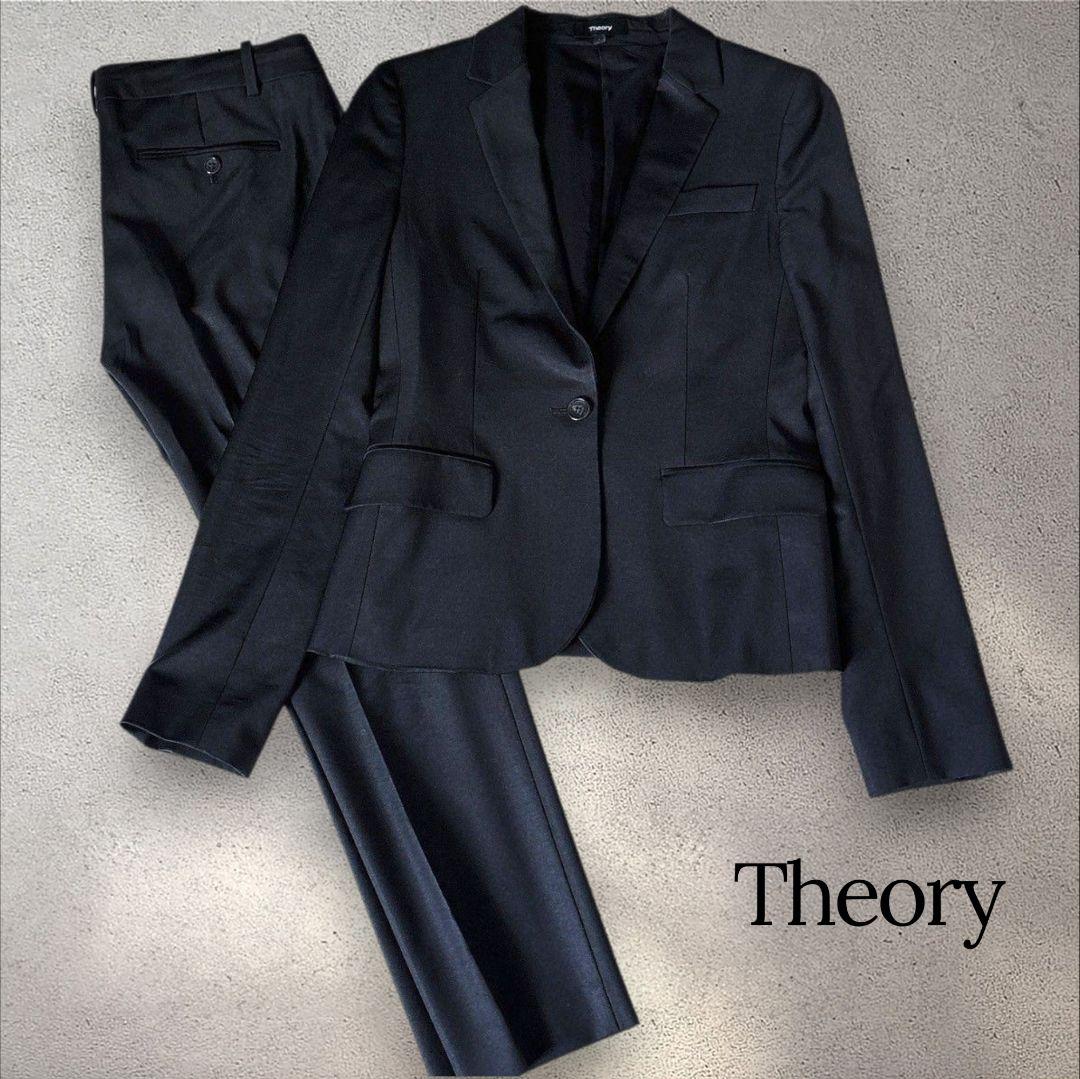 【美品】Theory セオリー セットアップスーツ ブラック 2 GABE セオリー セットアップ スーツ パンツ ストライプ ブラック 現行 GABE