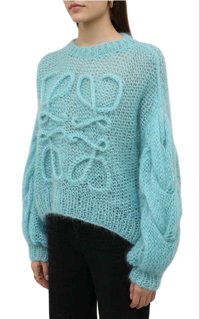 人気完売ロエベア　ナグラムニット　セーターモヘア　ターコイズ