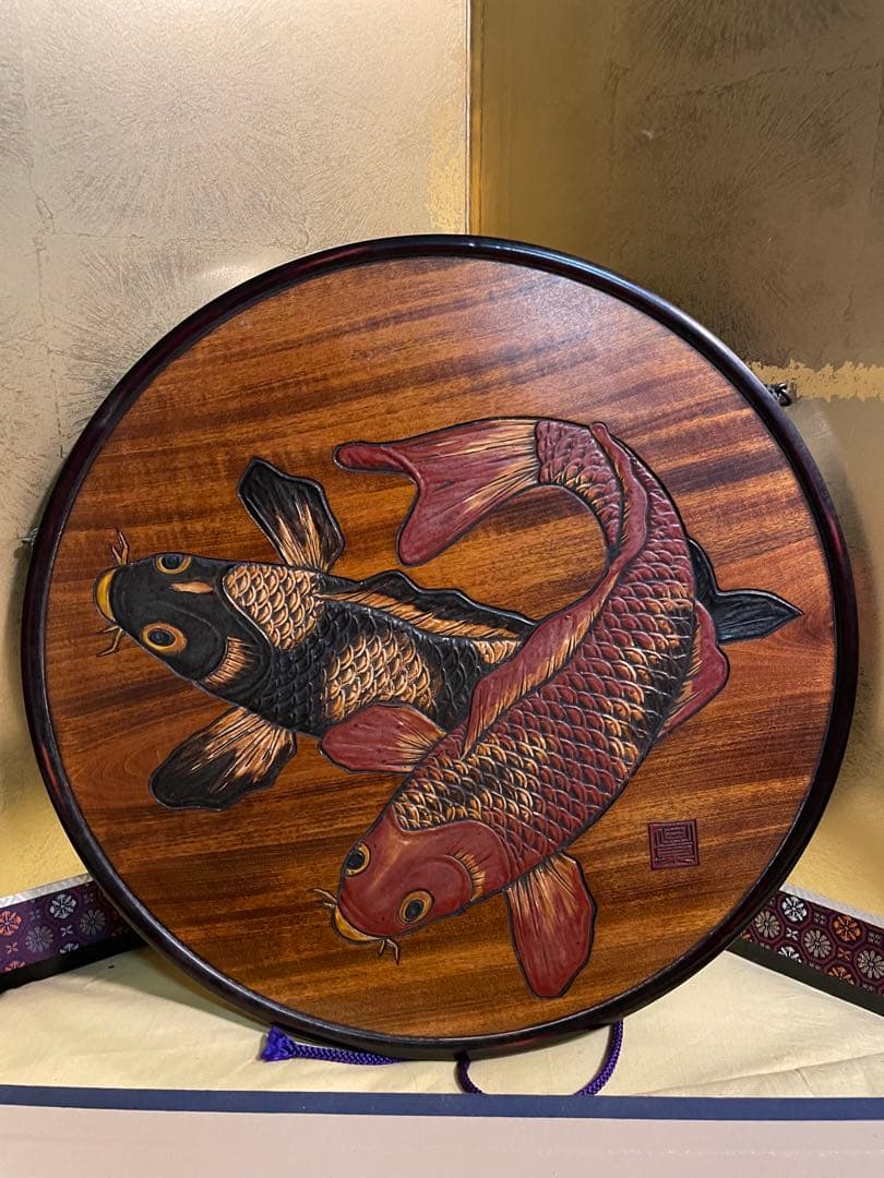 烏城彫　木彫り　壁掛け　鯉のぼり　縁起物　レトロ　在銘 烏城彫 木彫り 壁掛け 鯉のぼり 縁起物 レトロ 在銘 - メルカリ