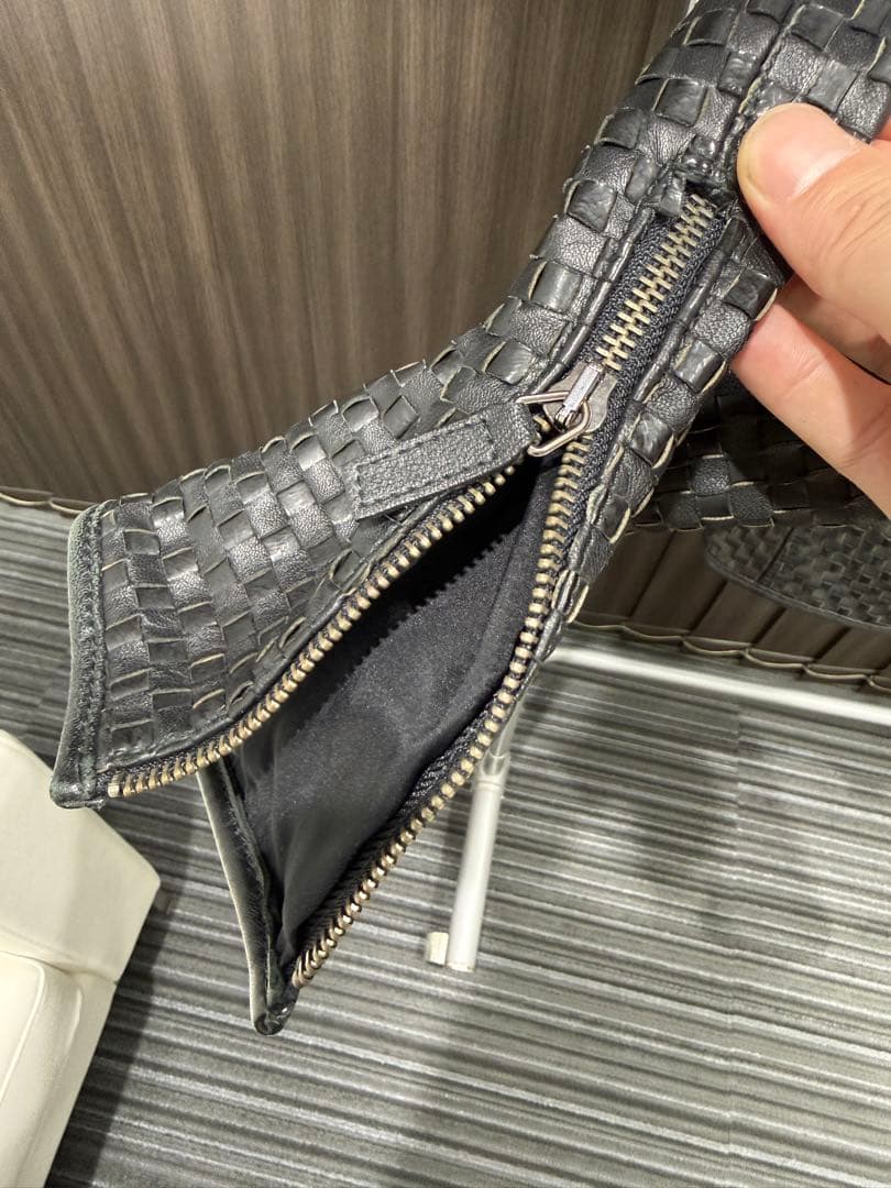 グレー 編み込みデザイン ノーカラージャケット