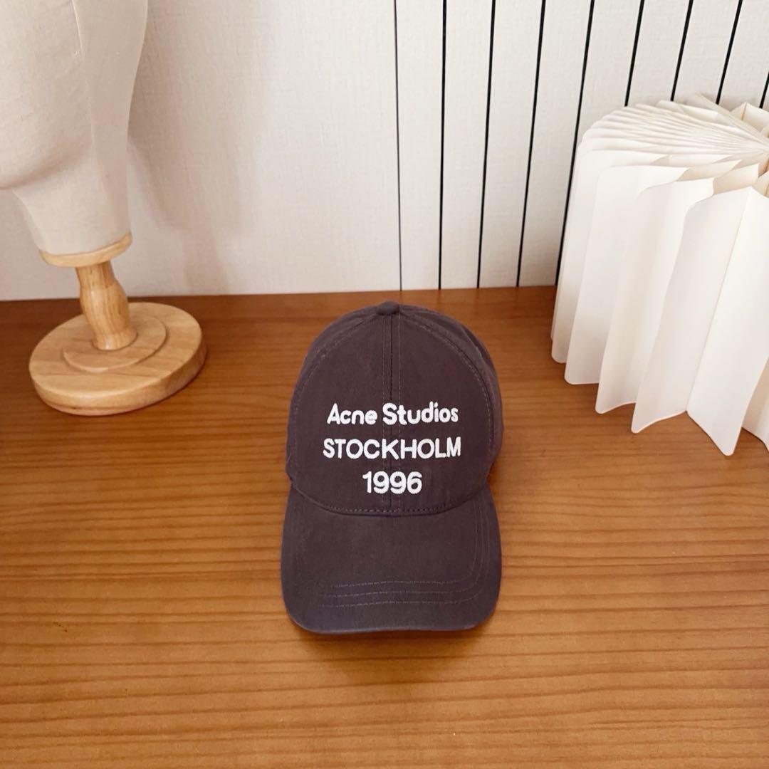 Acne Studios ロゴ キャップ グレー コットン