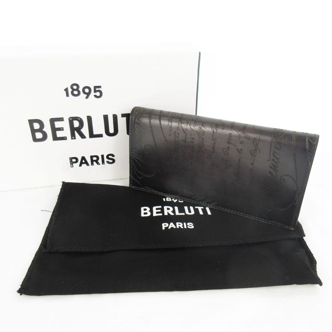 美品 25年製 ベルルッティ サンタル フラップ ロングウォレット ブラック