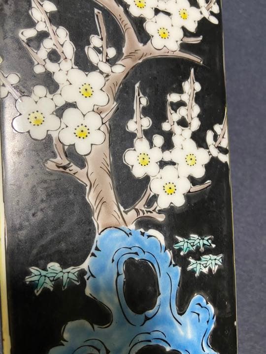 中国清末時代 粉彩 素三彩四方花瓶