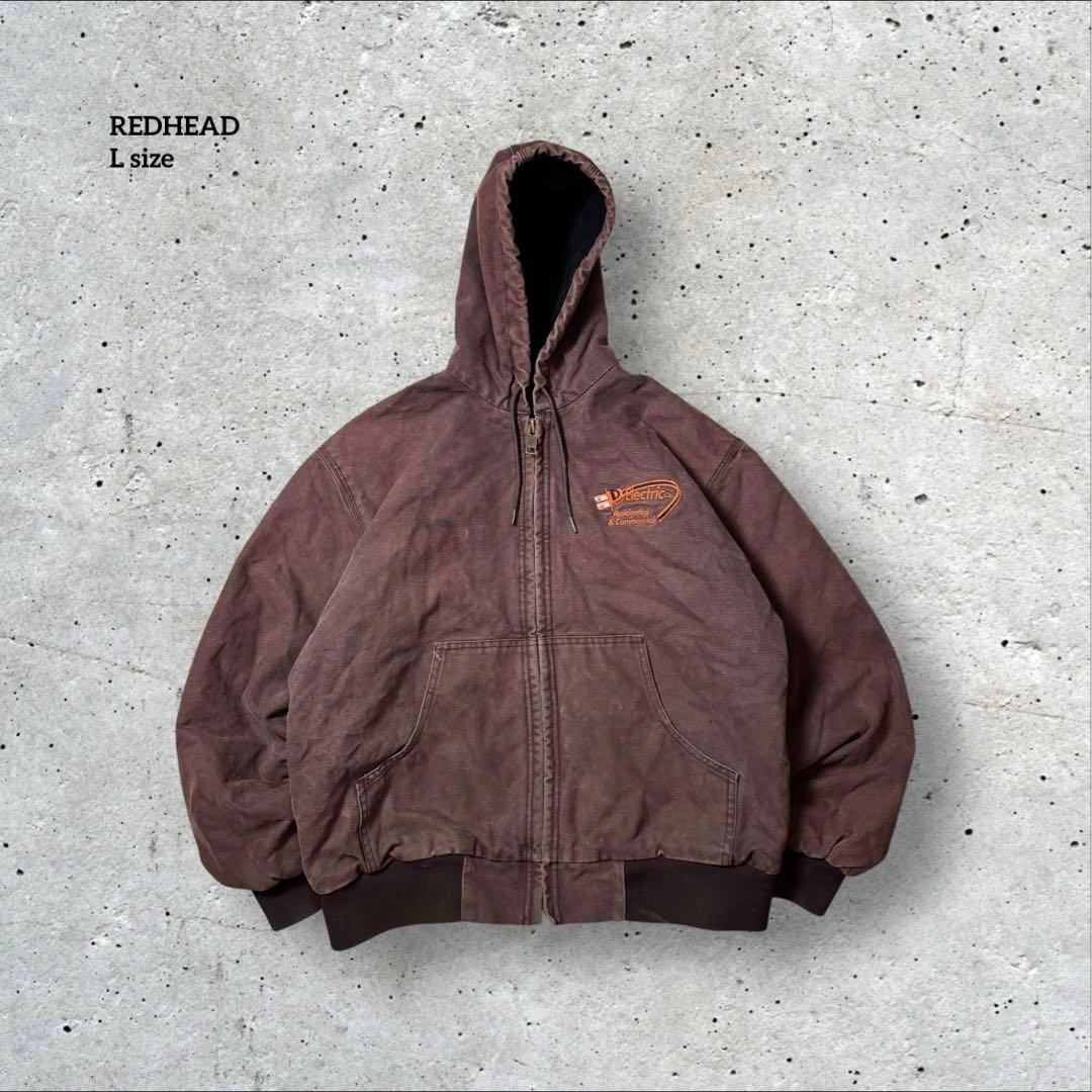 ダック アクティブジャケット 企業刺繍　REDHEAD フェード ブラウン L Carhartt カーハート アクティブジャケット ブラウン DKB フェード L