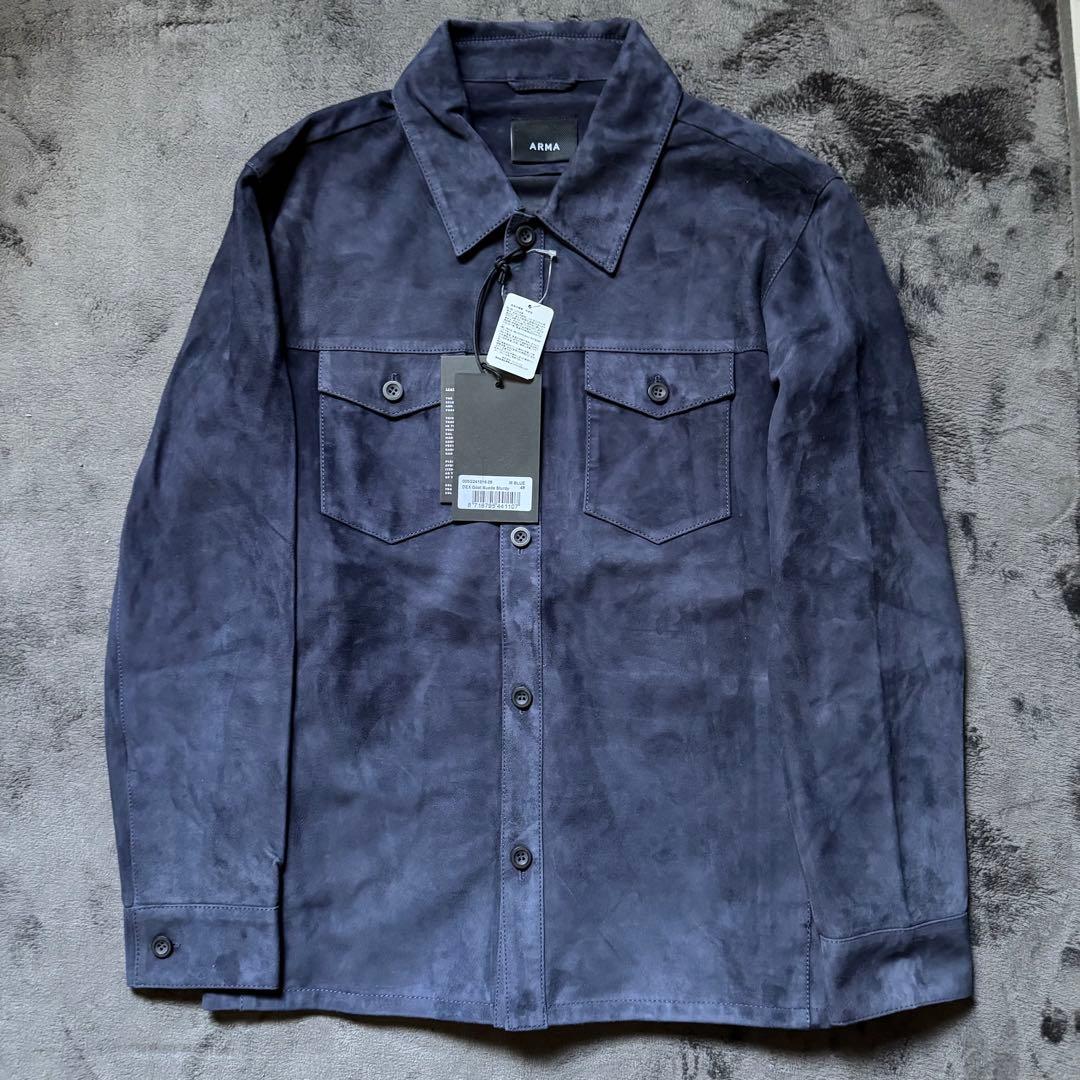 ARMA DEX ゴートスエード ネイビーシャツジャケット　本日限定特価 アルマ ARMA ／ ゴートスエードシャツアウター「DEX」（モスグリーン
