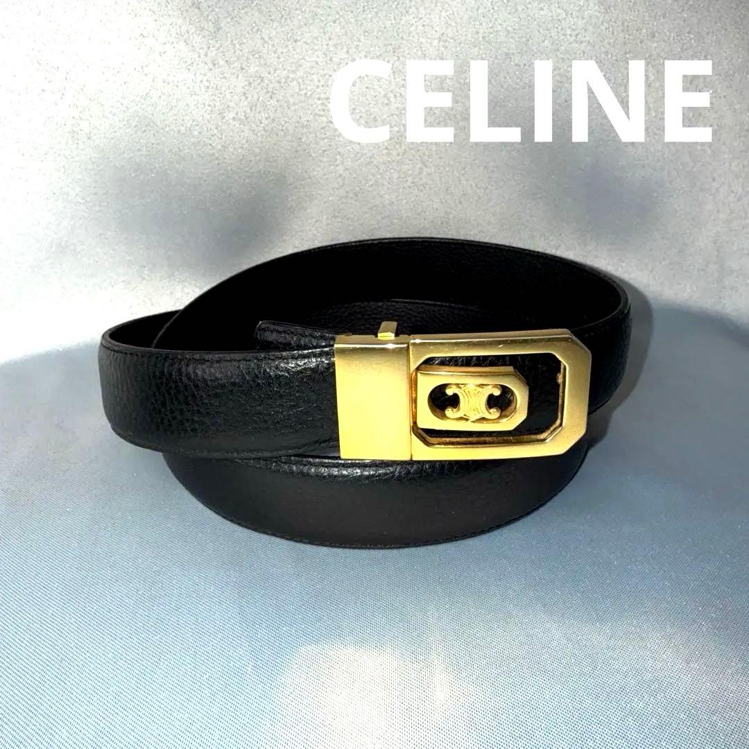 CELINE セリーヌ マカダム トリオンフ ベルト ゴールドバックル メンズ