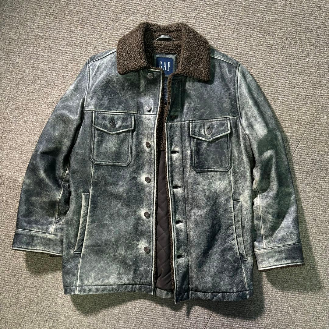 OLD GAP 90s レザージャケット 牛革 裏ボア ヴィンテージ加工 美品