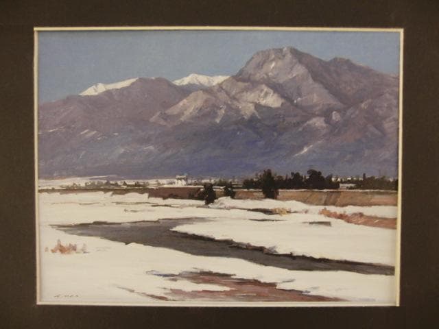 岡宏、【信濃富士】、希少な画集画、新品高級額 額装付、状態良好