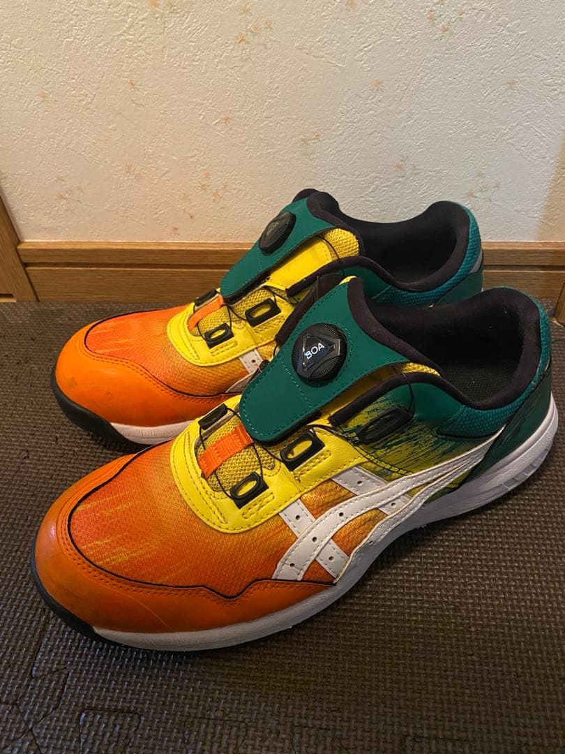 ASICS BOA安全靴 オレンジ/イエロー/グリーン限定色　27.5cm