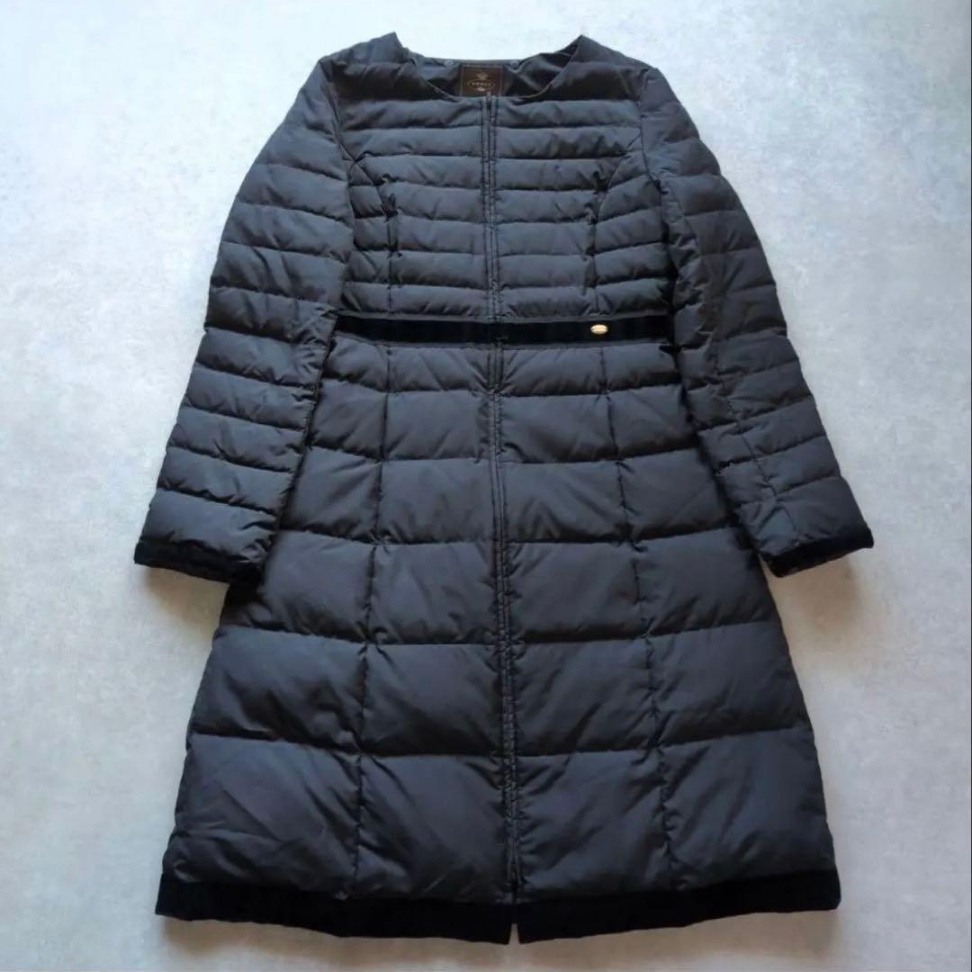 最終値下 トッカ ダウンコート Aライン ベロア生地 ロゴプレート 0size