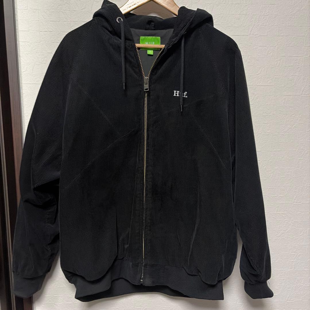 HUF ブラック コーデュロイ パーカー