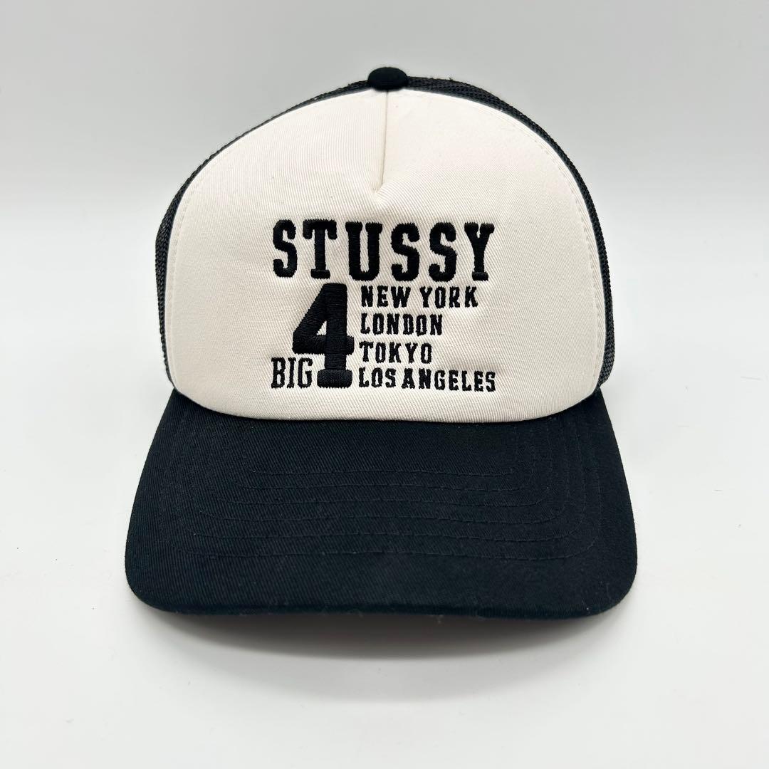 美品 stussy big4 メッシュキャップ 4都市 ブラック ホワイト