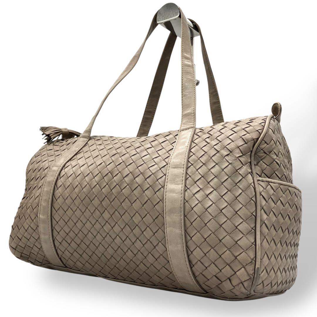 良品 2003 BOTTEGA VENETA ボストンバッグ レザー グレージュ