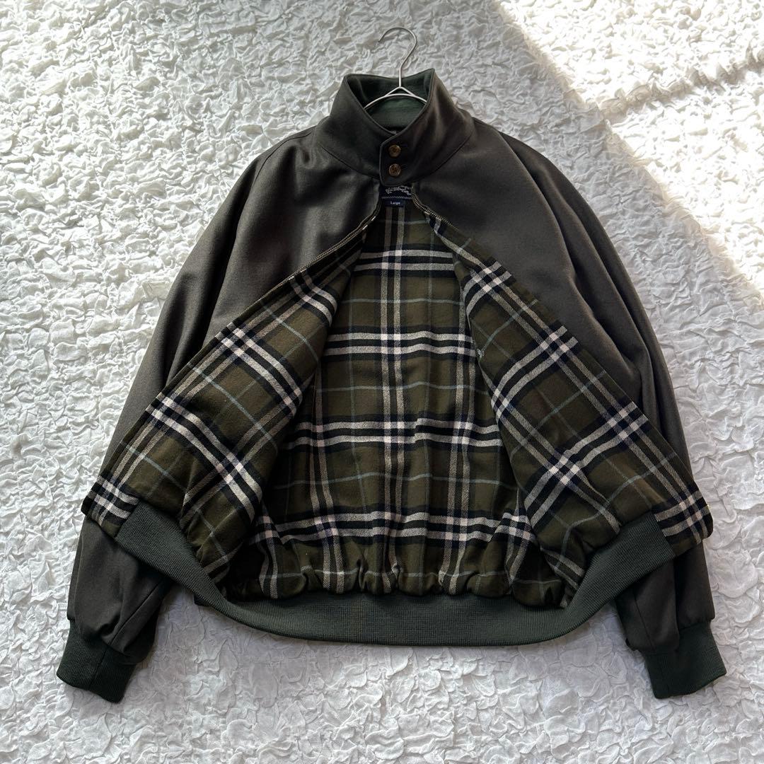90S バーバリー ウール ハリントンジャケット G9 ホースロゴ オリーブ
