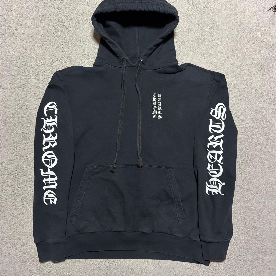 CHROME HEARTS バーティカル　ロゴ　パーカー　スウェット　L クロス