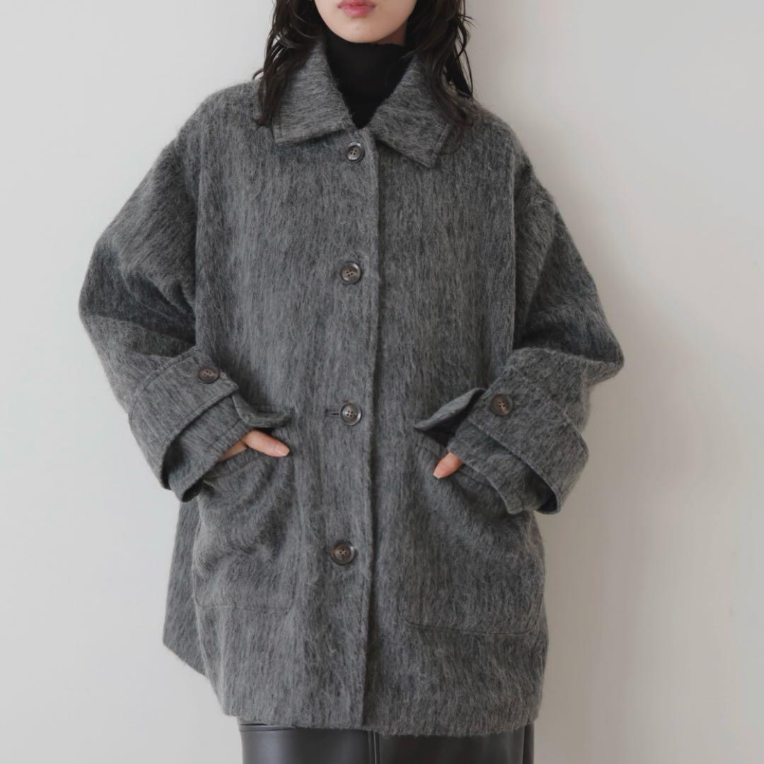 lian ステンカラーシャギージャケットコート