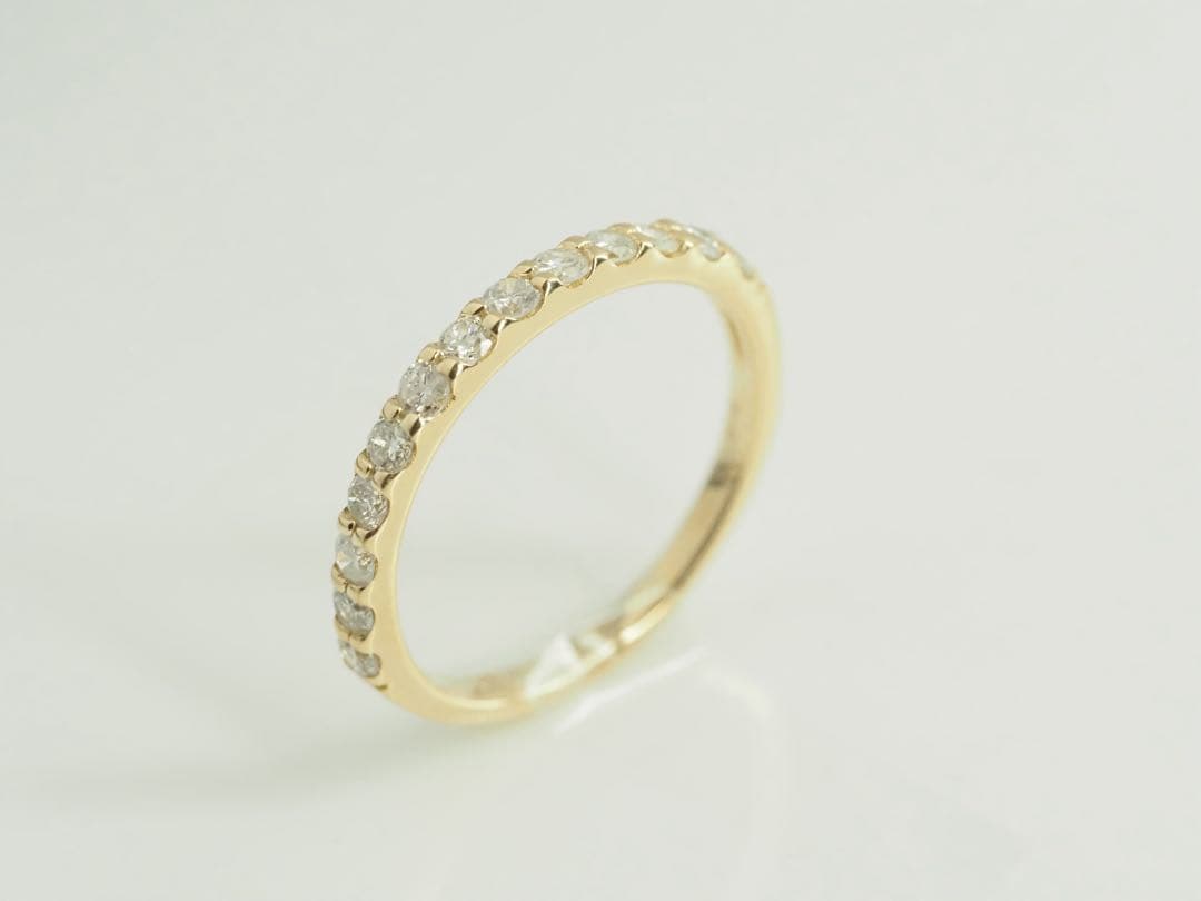 0.43ct K18YG 天然ダイヤモンド ハーフエタニティリング