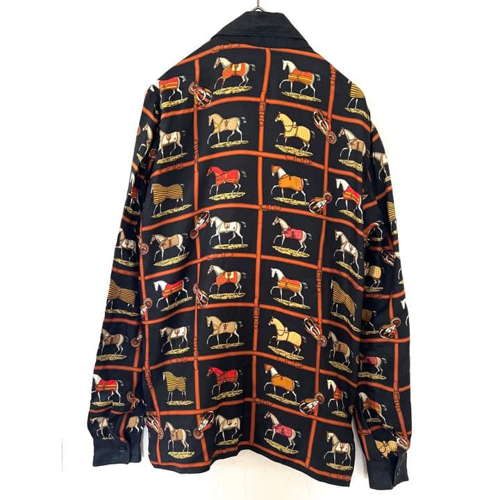 HERMES エルメス 馬柄 シルク100% シャツ ホース レディース 総柄
