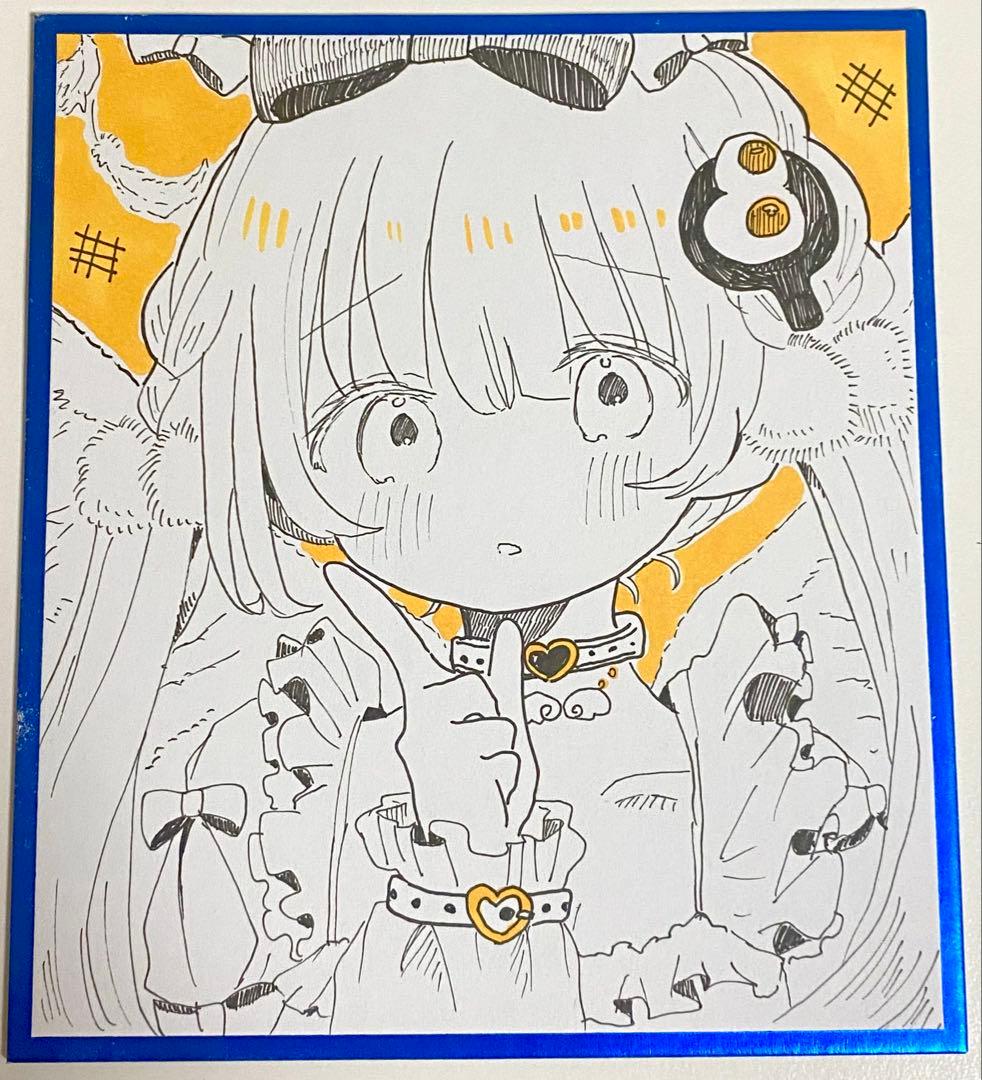 手描きイラスト オリジナル アナログ ミニ色紙 - メルカリ