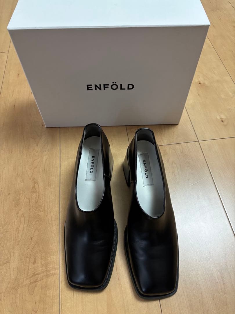 ENFOLD ブラック ハイヒール スクエアトゥ