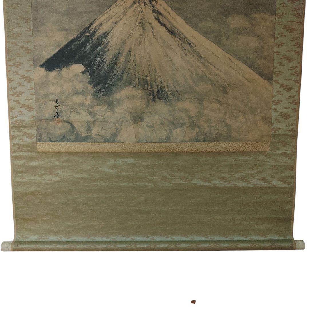 紙本 越後 高橋五仙子 富士山 水墨画 掛軸