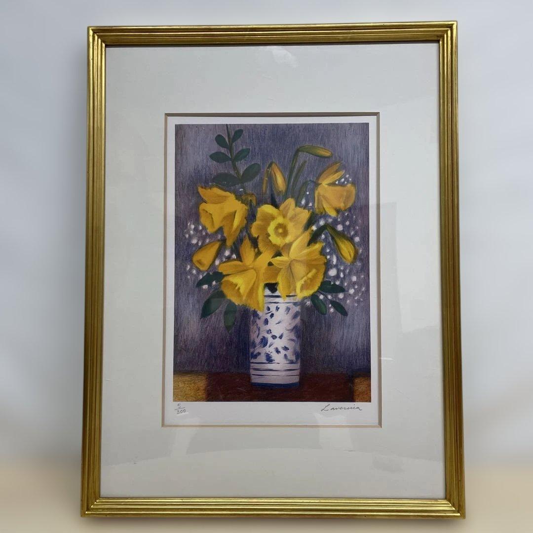 希少　アンジェリーナ　ラヴェルニア　黄色のラッパ水仙　リトグラフ　一桁代