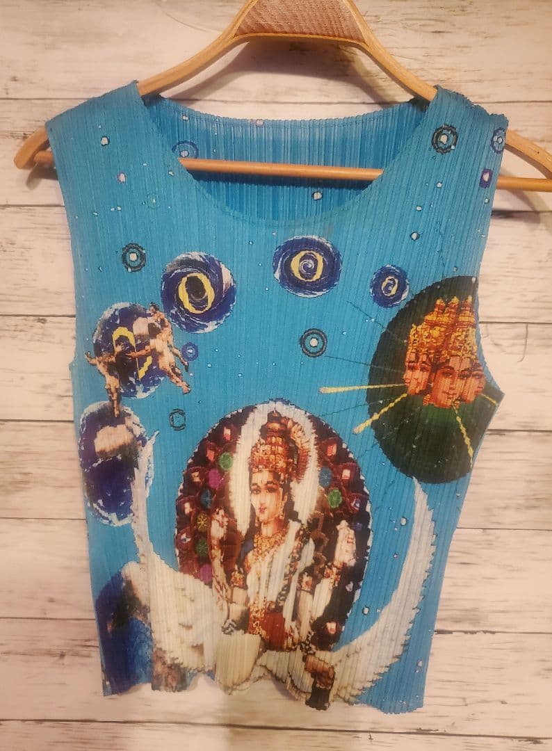 ISSEY MIYAKE プリーツプリーズ トップス 横尾忠則 PLEATS PLEASE ISSEY MIYAKE 90S 横尾忠則 転写プリント 総柄 ボトル