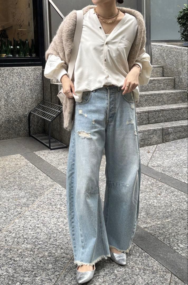 DOU DOUドゥドゥ　ダメージカープデニム　38 新品未使用タグ付