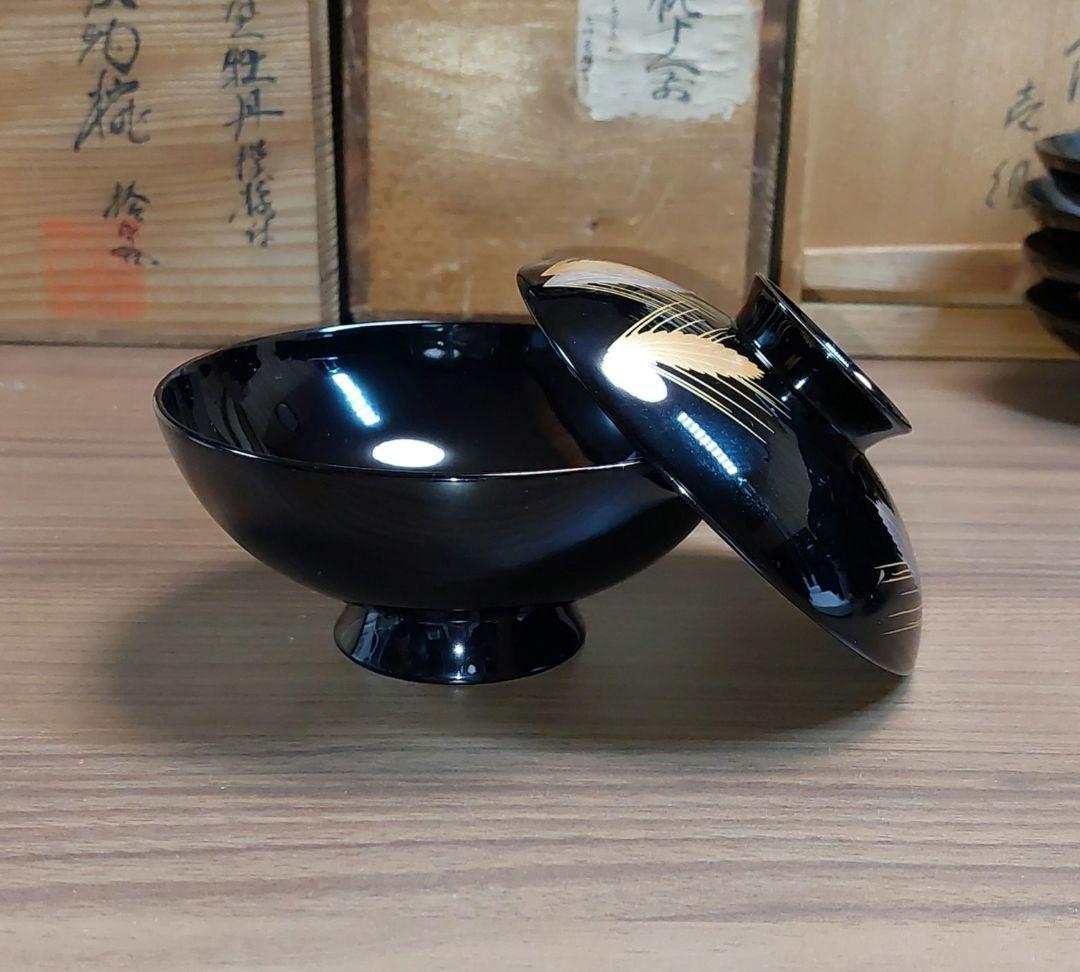 輪島黒塗金銀麦頭蒔絵椀五 - メルカリ