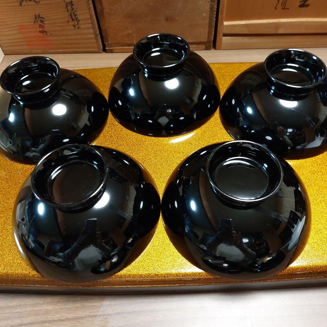 輪島黒塗金銀麦頭蒔絵椀五 - メルカリ