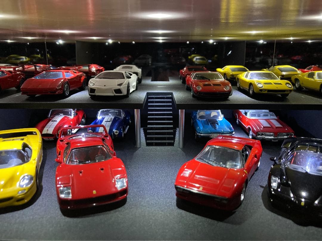 ミニカー用ジオラマ：1/43 ショールームⅡ（吹き抜けタイプ）最大展示台数12台