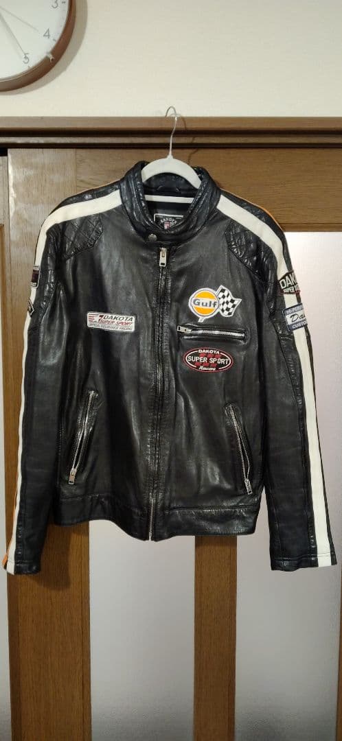 DAKOTA×GULF ブラック ストライプレザージャケット レザートラッカージャケット | ショット | Safari Lounge