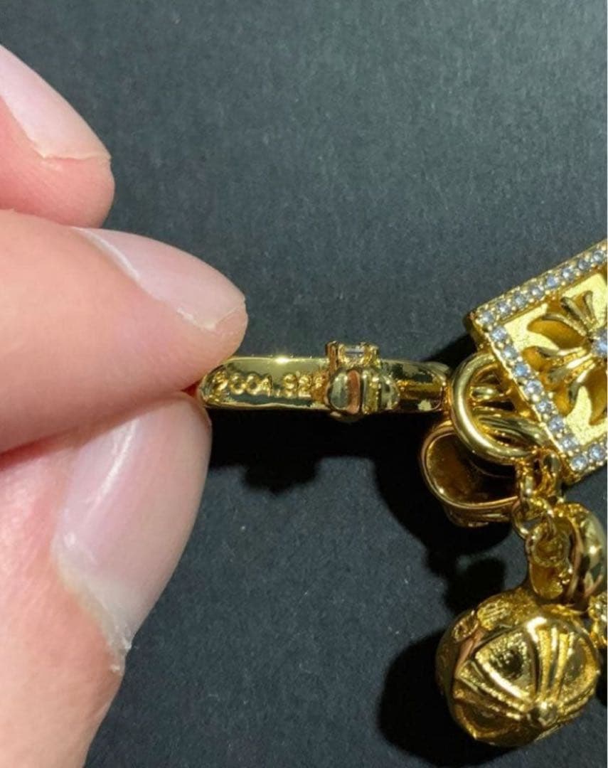 22k ベビーファット スクエア クロスボール ネックレス 3点セット 50㎝