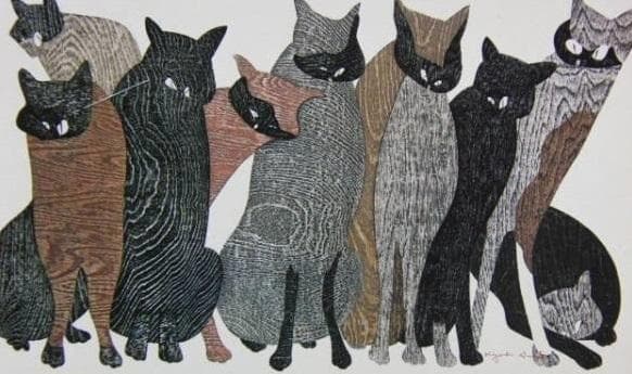 斎藤清、「競艶」、希少な画集の額装画、オーダーマット付・日本製新品額入り 斎藤清、「競艶」、希少な画集の額装画、オーダーマット付・日本製新品