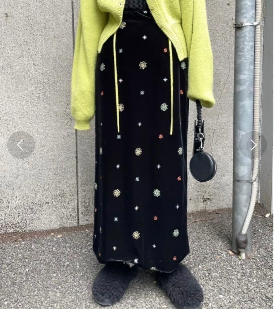 スカート Ameri GLITTER EMBROIDERY VELOUR SKIRT