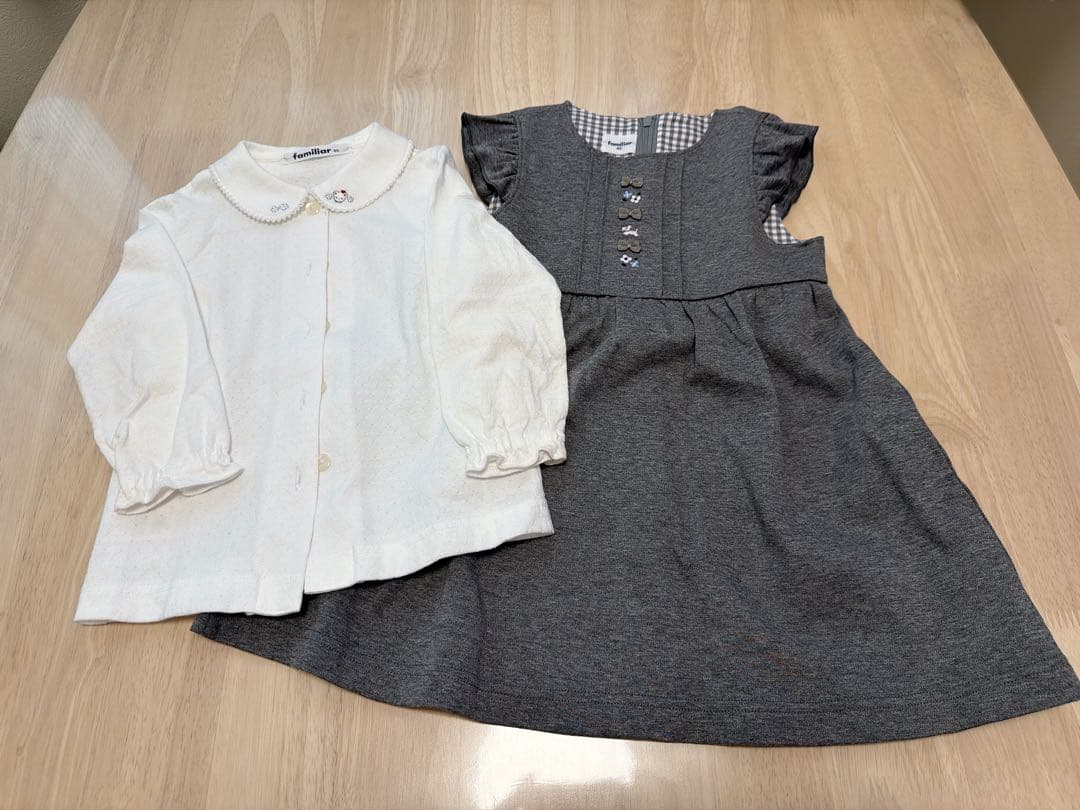【ほぼ新品】familiarジャンパースカート&ブラウス90cm【フォーマル】