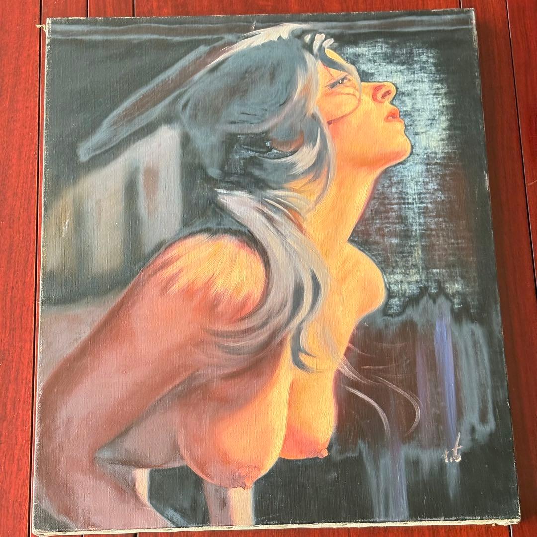 谷崎勉 裸婦 油彩 額装 東方美術協会会員 油絵 油画